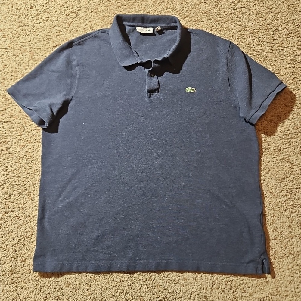 Lacoste Polo Shirt 3XL XXXL Size 8 Blue‎ Button Crocodile Cotton Outdoors